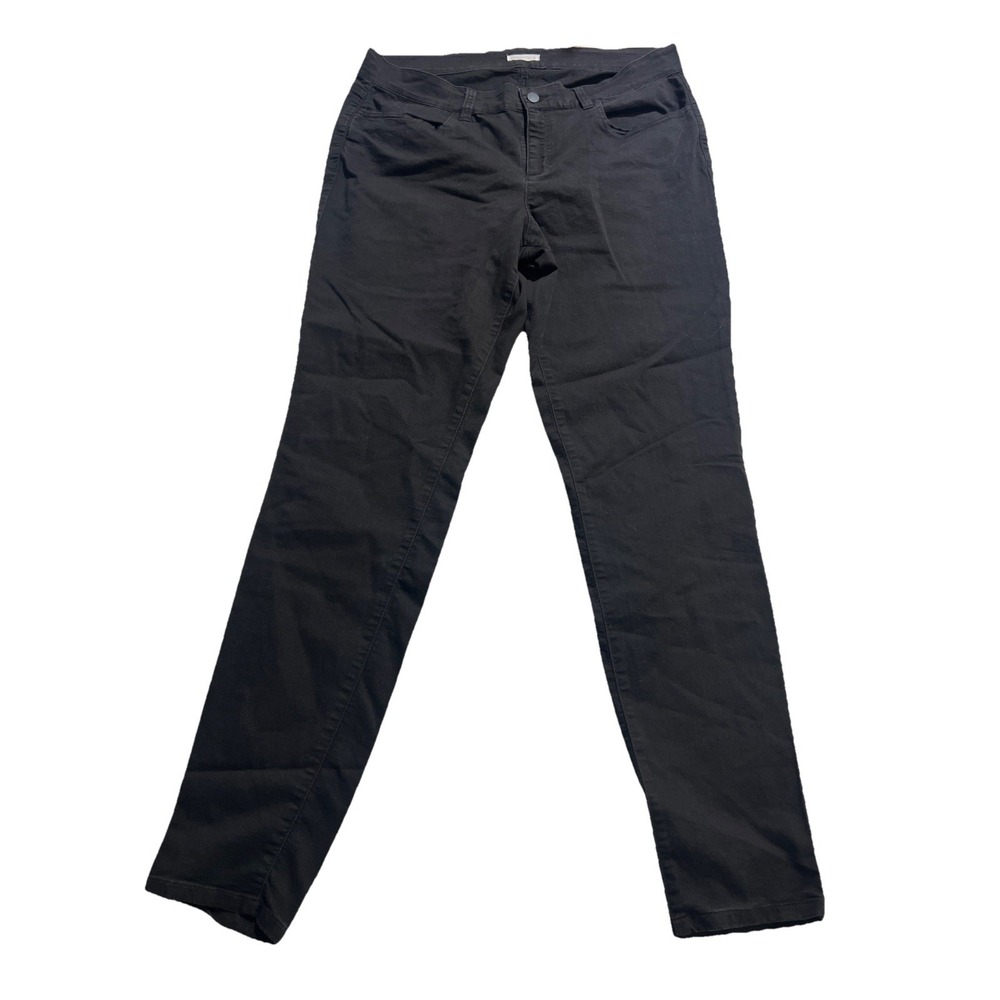 Eileen Fisher Womens Black Stretch Denim Slim Leg Jeans Size 14 Mid Rise Pants